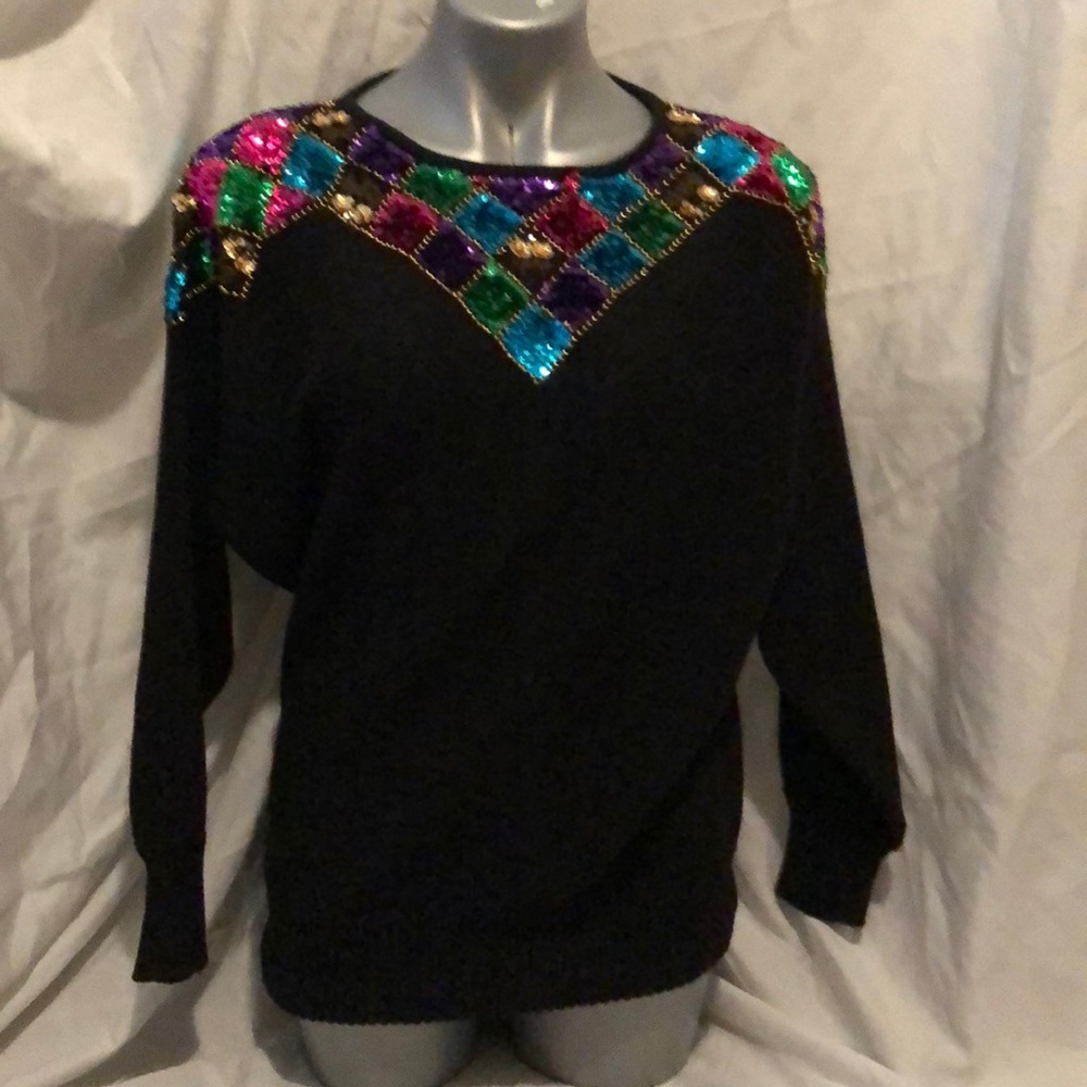 Vintage Sequin Mardi-Gras MardiGras sweater